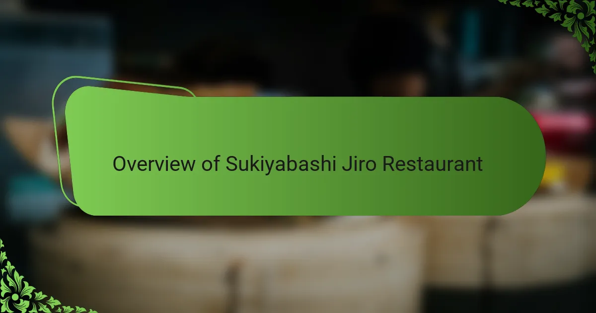 Overview of Sukiyabashi Jiro Restaurant